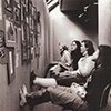 Smith College students studying art reproductions for an Art 100 exam in 1979