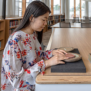 Student working in Special Collections reading room