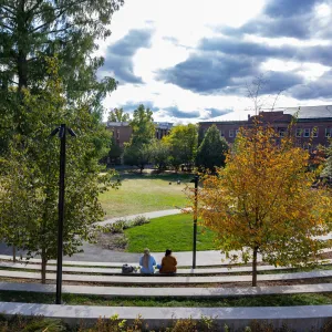 View of amphitheater behind Neilson Library