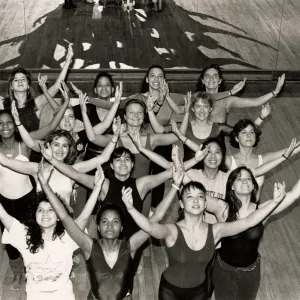 A rehearsal of students in the Celebrations dance company, 1990