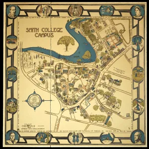 Illustrated map of Smith College Campus, 1928.
