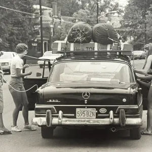 Car loaded with belongings on move-in day