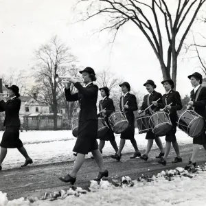 Female marching band during WWII