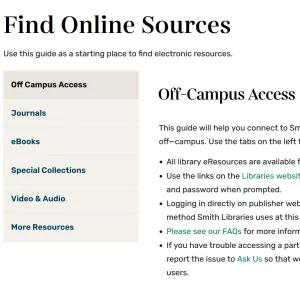 screenshot Find Online Sources research guide