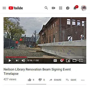 Still shot from New Neilson beam signing time lapse video