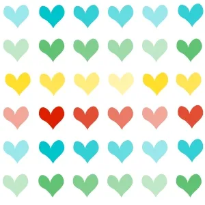 multiple hearts on a white background