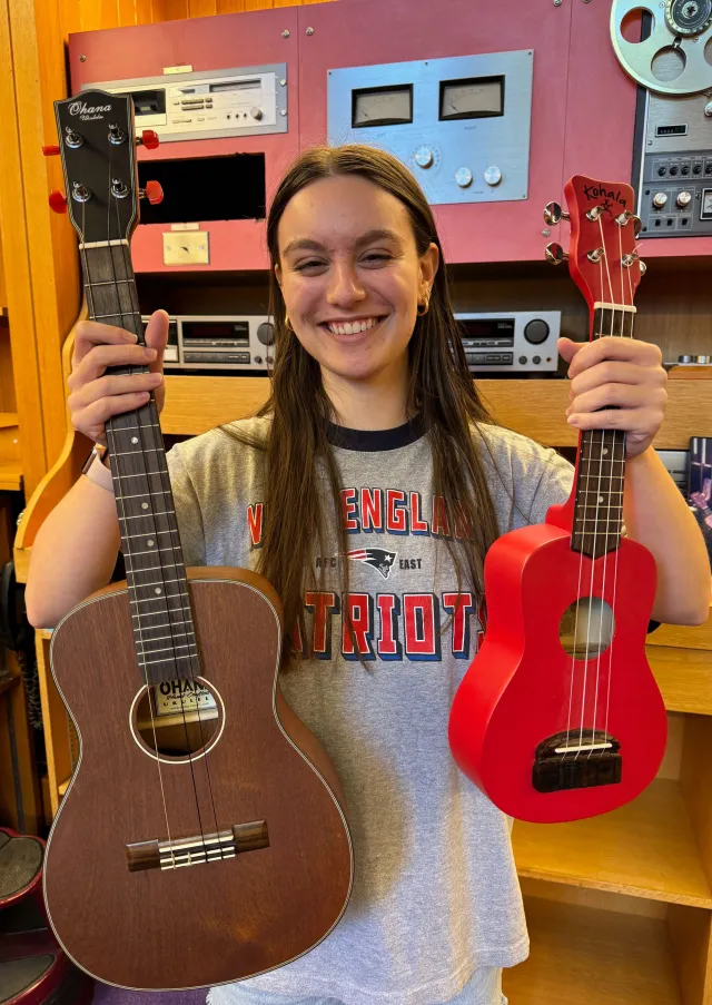 Alyssa Wheeler '25 with ukuleles