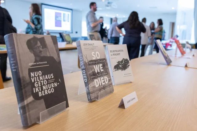 Display of books at the Faculty Scholarship event on April 14, 2025