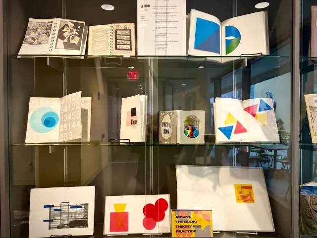 Student bookmaking exhibit on display in Hillyer Art Library