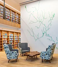 Live edge table, Neilson Library first floor