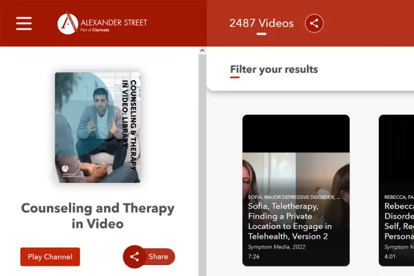 Screenshot from Counseling & Therapy in Video