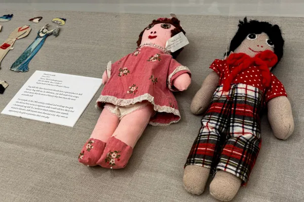 Rag dolls in exhbition case