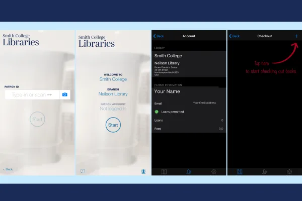 Screenshot of Libraries' self checkout app