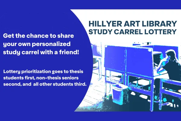 Hillyer Art Library study carrel sign up poster