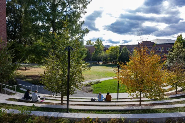 View of amphitheater behind Neilson Library