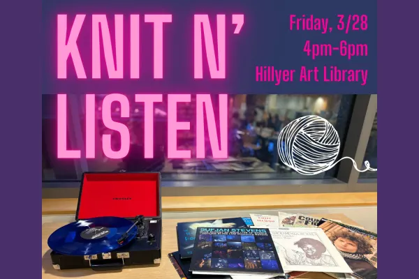 Knit N' Listen poster March 28, 2025