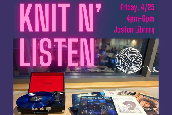 Knit n' Listen at Josten Library