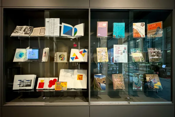 Student bookmaking exhibit on display in Hillyer Art Library