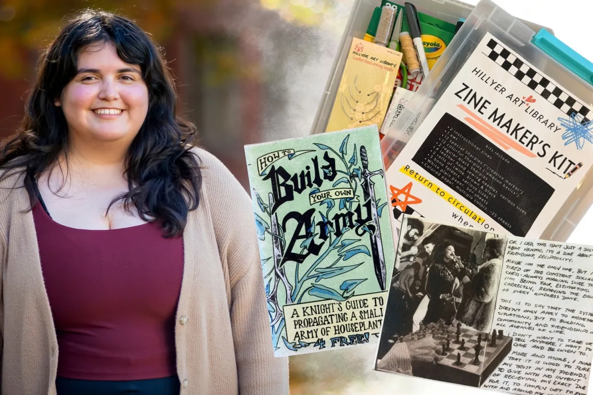 Xochitl Quiroz with library materials