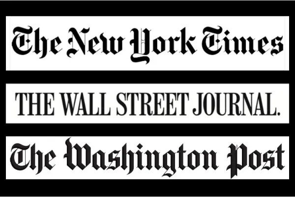 Logos New York Times, Wall Street Journal, Washington Post