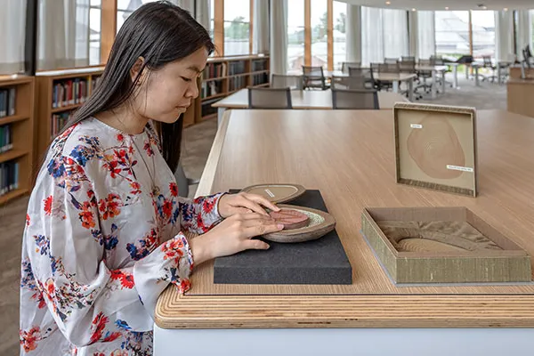 Student working in Special Collections reading room