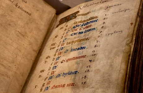 Detail book of hours from Mortimer Rare Book Collection