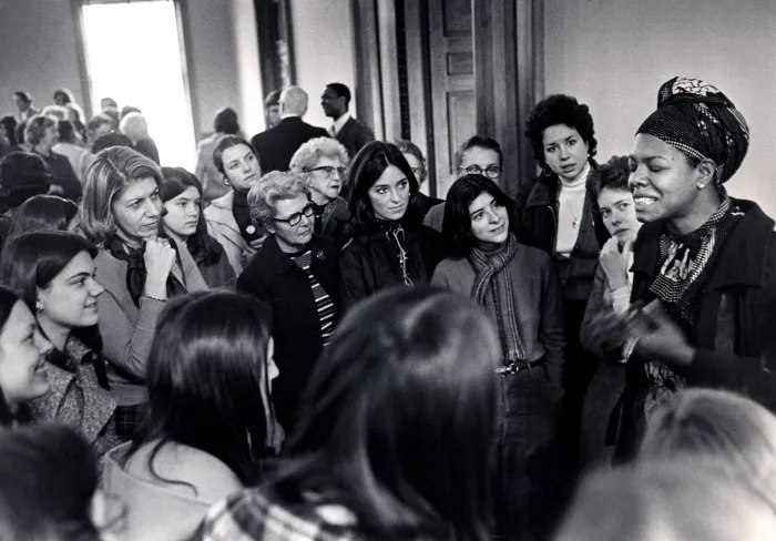 Maya Angelou at the reception for Smith College honorary degree recipients following Rally Day Convocation, 1975.