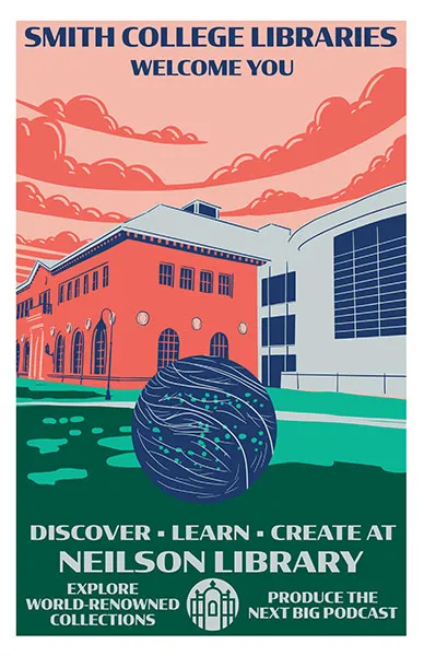 Aaron Wood poster Neilson Library exterior