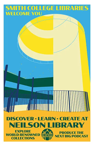 Aaron Wood poster Neilson Library Interior