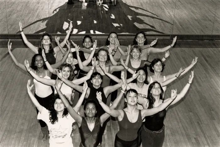 A rehearsal of students in the Celebrations dance company, 1990