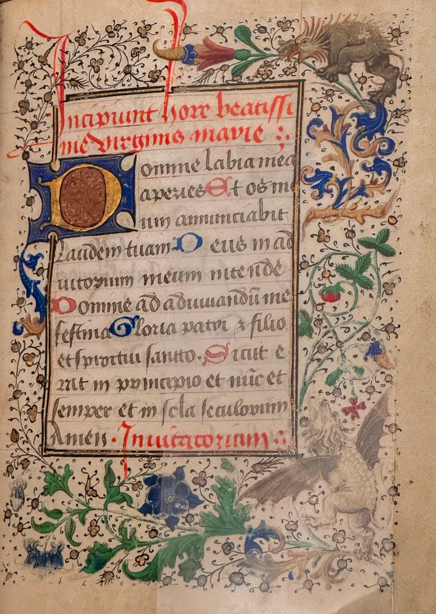 Detail book of hours from Mortimer Rare Book Collection