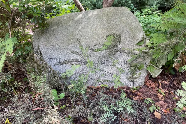 Boulder engraved with William Allan Neilson