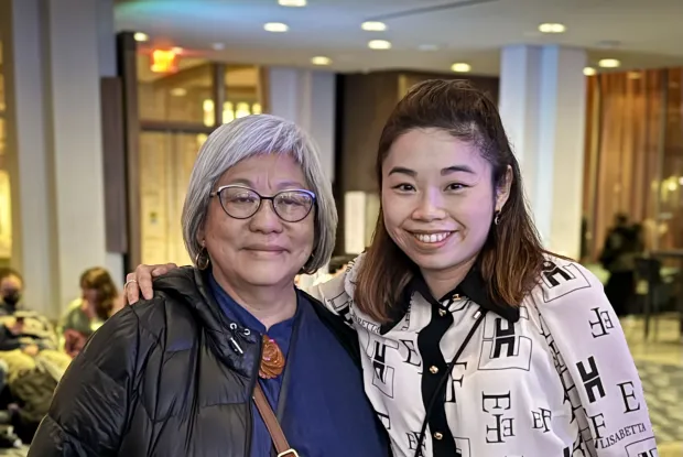 Head of Josten Performing Arts Library Marlene Wong and Elim Chan