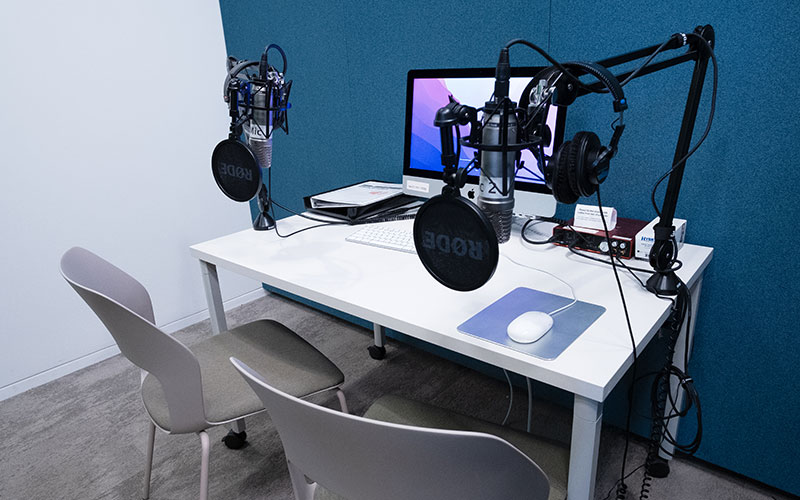 Close up of self service media production station in Neilson Library