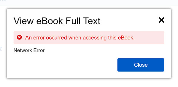 Error message when an e-book is loaned to another user