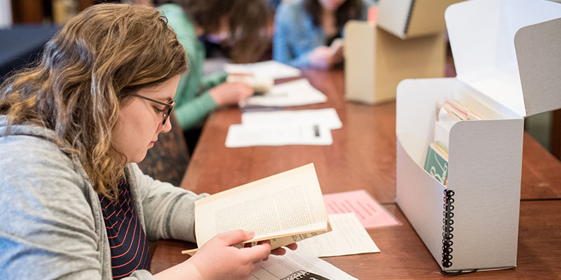Student working in Special Collections